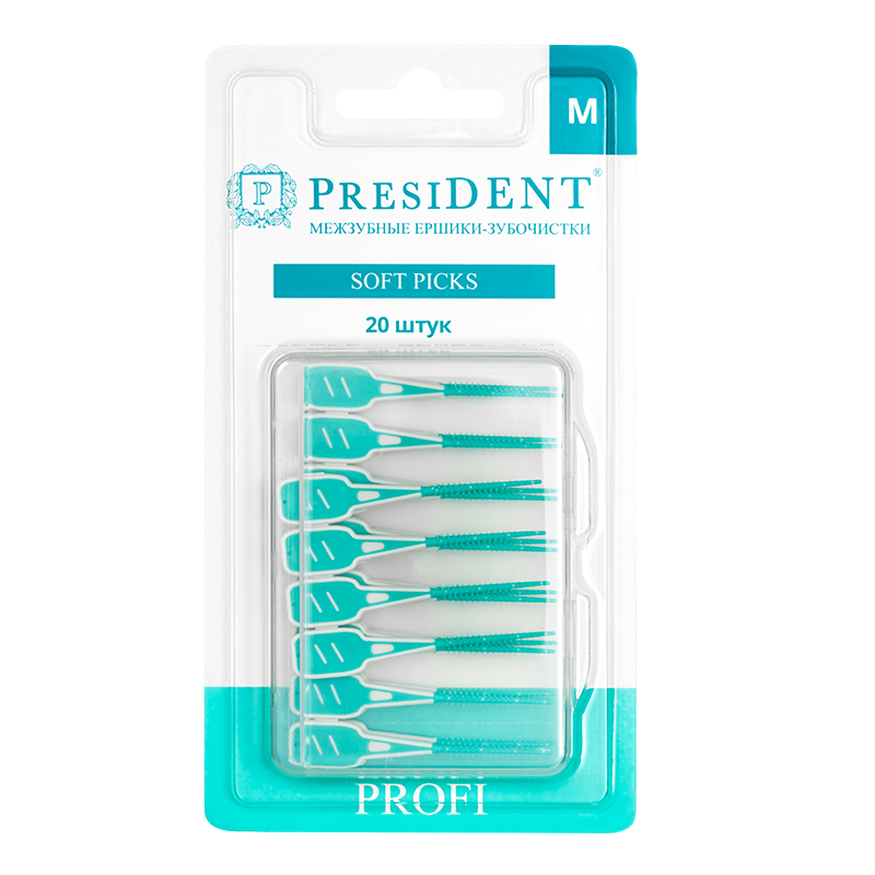 Изображение товара Межзубные ёршики-зубочистки PRESIDENT Soft Sticks 20 шт для защиты десен и профилактики кариеса