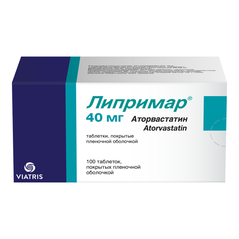 Изображение товара Липримар 40 мг таблетки 100 шт - гиполипидемическое средство для снижения холестерина