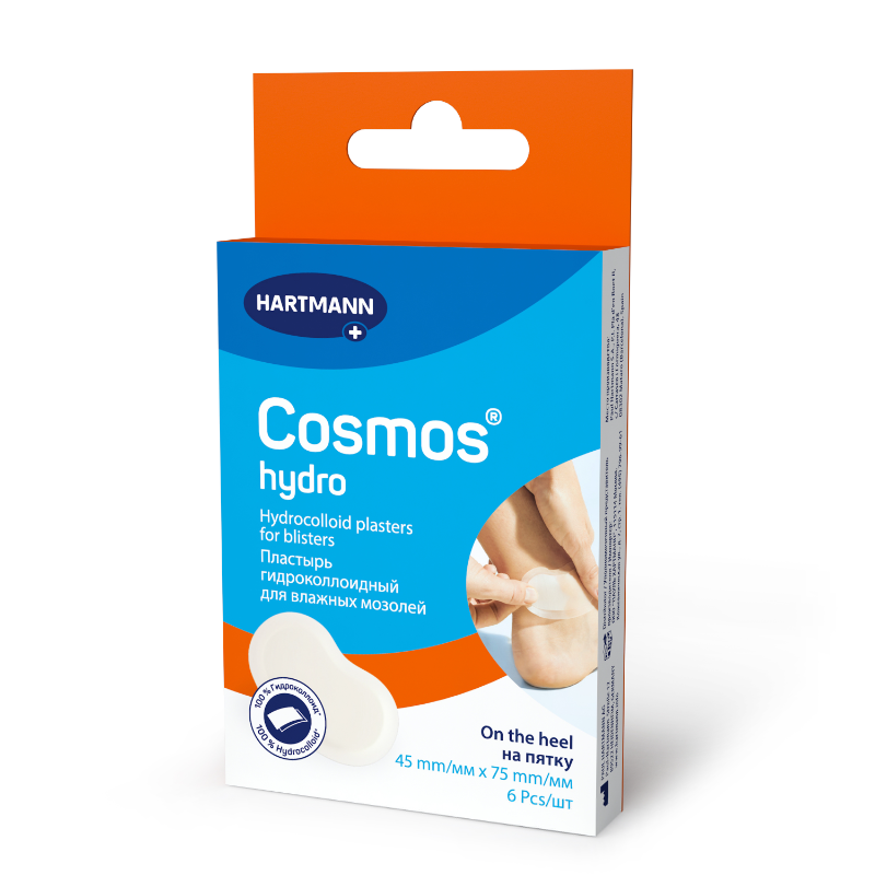 

Cosmos Hydro Пластырь от влажных мозолей 7,5 см х 4,5 см 6 шт