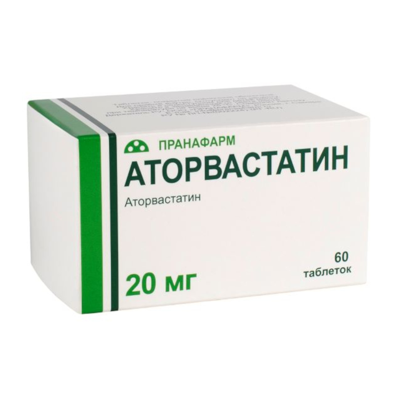 Изображение товара Аторвастатин таблетки 20 мг 60 шт - снижение холестерина и профилактика сердечно-сосудистых заболев