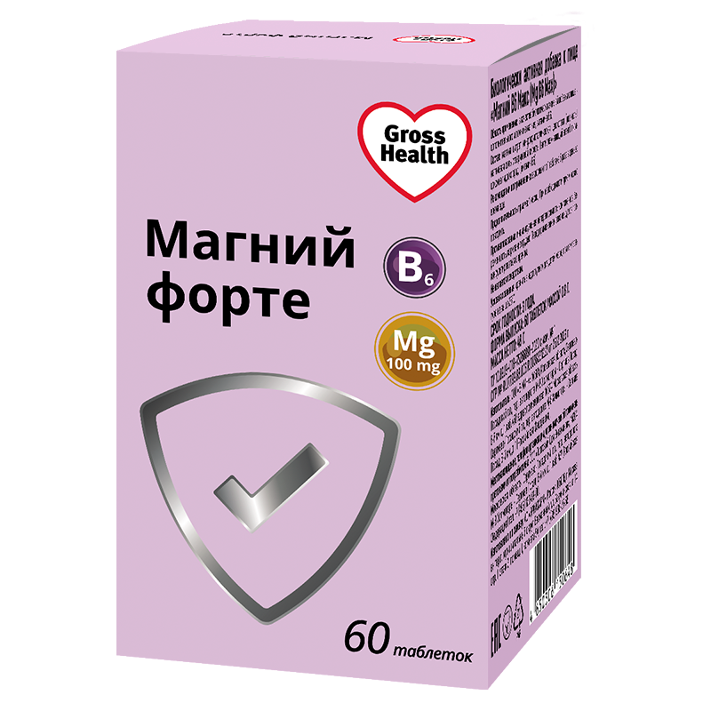 

Gross Health Магний В6 Форте Макс 100 мг таблетки 60 шт