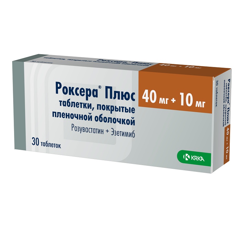 Изображение товара Роксера Плюс 40 мг + 10 мг таблетки, 30 шт - препарат для снижения холестерина