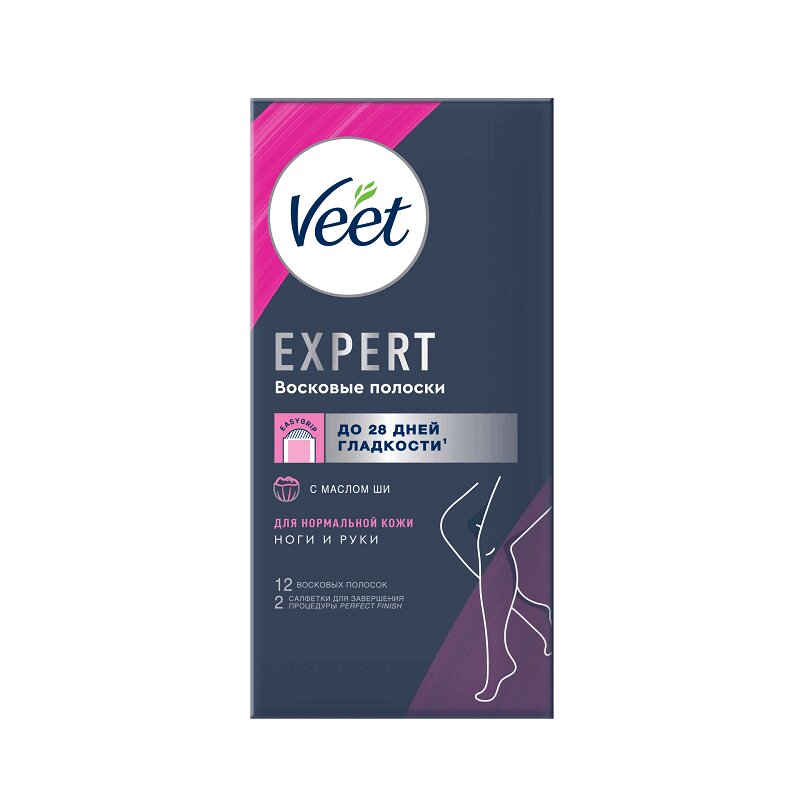 Veet Эксперт Восковые полоски для депиляции нормальной кожи 12 шт прописи рисую линии и штрихую