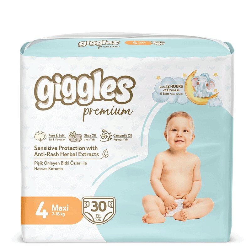 

Giggles Премиум Твин Макси Подгузники детские 7-18 кг 30 шт