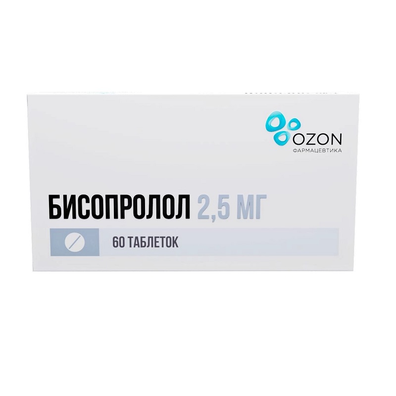 Изображение товара Бисопролол 2,5 мг таблетки для лечения гипертензии 60 шт