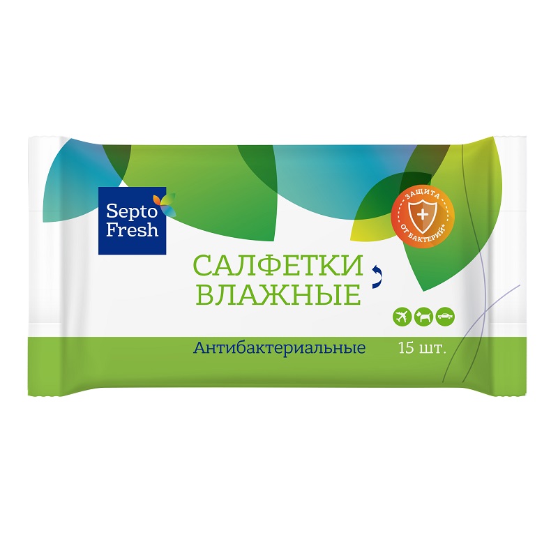Изображение товара SeptoFresh Салфетки влажные антибактериальные 15 шт