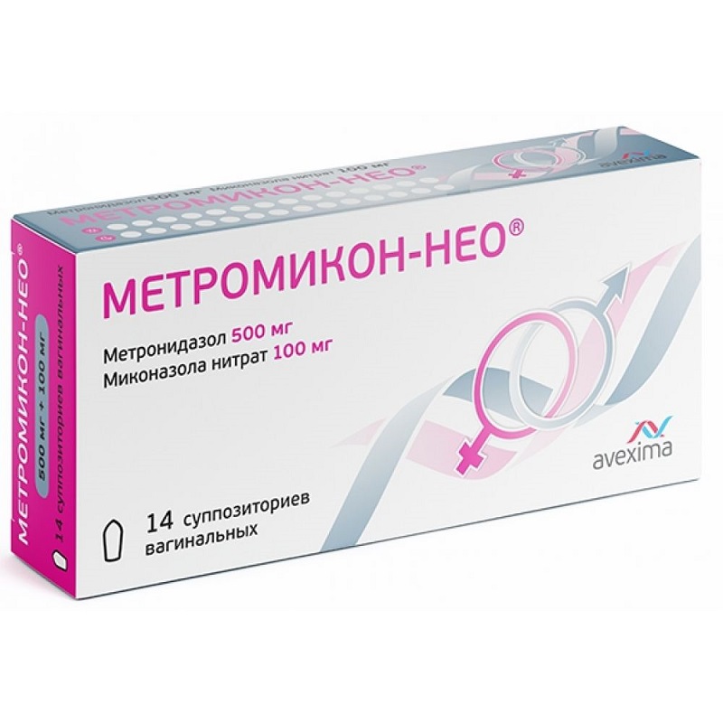 Изображение товара Вагинальные суппозитории Метромикон-Нео 500 мг+100 мг 14 шт для вагинальной терапии