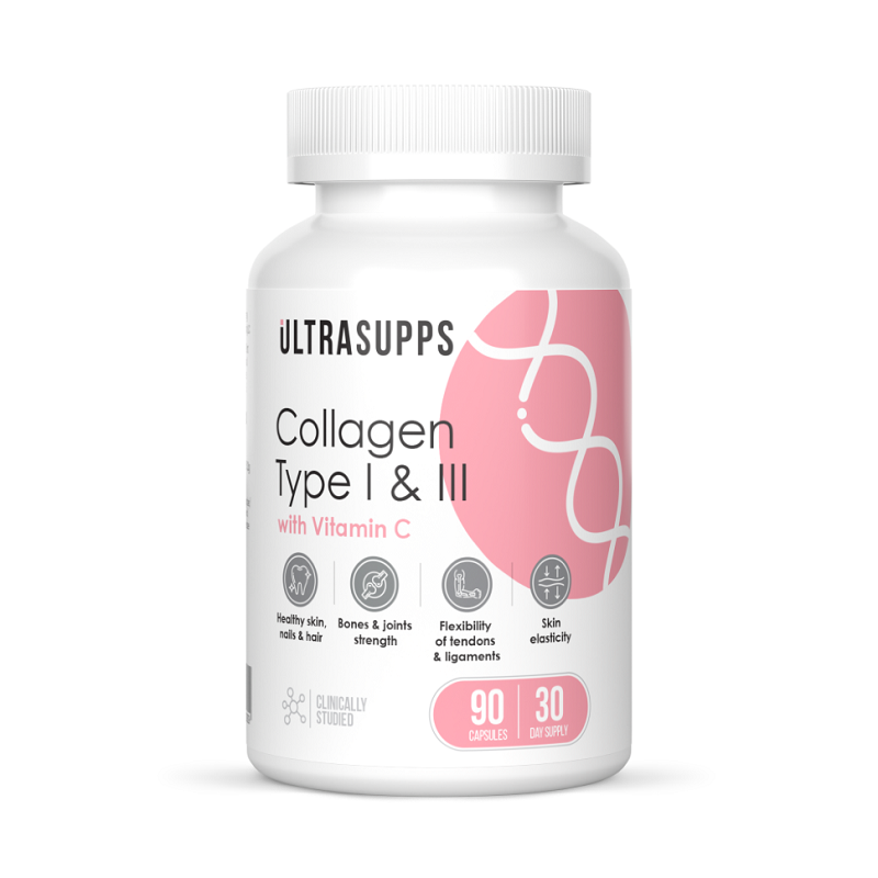 Изображение товара Биодобавка Ultrasupps Collagen Type I & III для красоты суставов и кожи 90 капсул