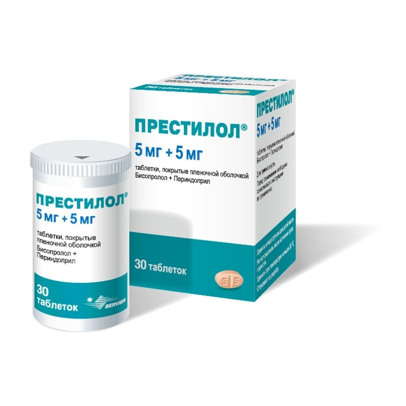 Изображение товара Престилол 5 мг+5 мг таблетки для лечения гипертензии и ИБС (30 шт)