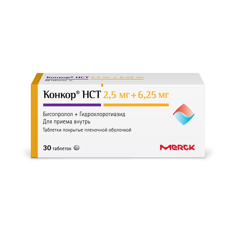 Изображение товара Конкор НСТ 2,5 мг+6,25 мг таблетки 30 шт для гипертензии