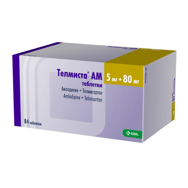 Изображение товара Телмиста АМ 5 мг+80 мг таблетки 84 шт для гипертензии и стенокардии