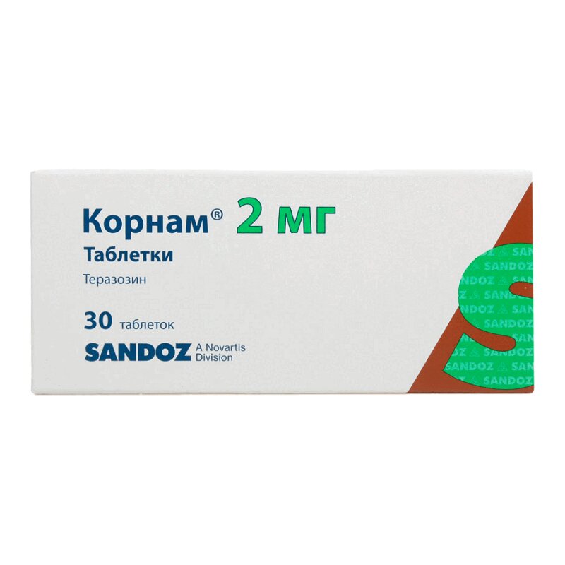 Изображение товара Корнам 2 мг таблетки для лечения гипертензии и увеличенной предстательной железы 30 шт