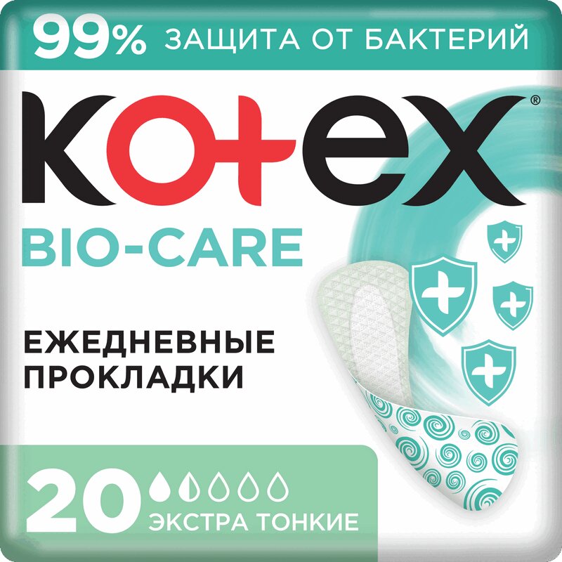 

Kotex Био-Кэа Прокладки ежедневные экстра тонкие 20 шт