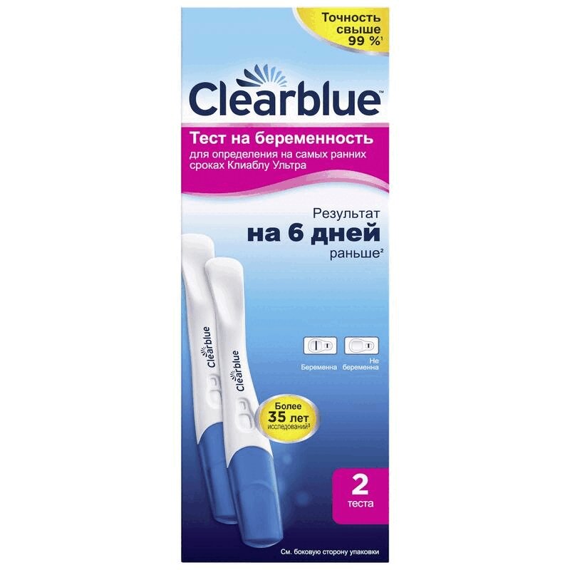 

Clearblue Ultra Тест на беременность струйный тест-кассета 2 шт