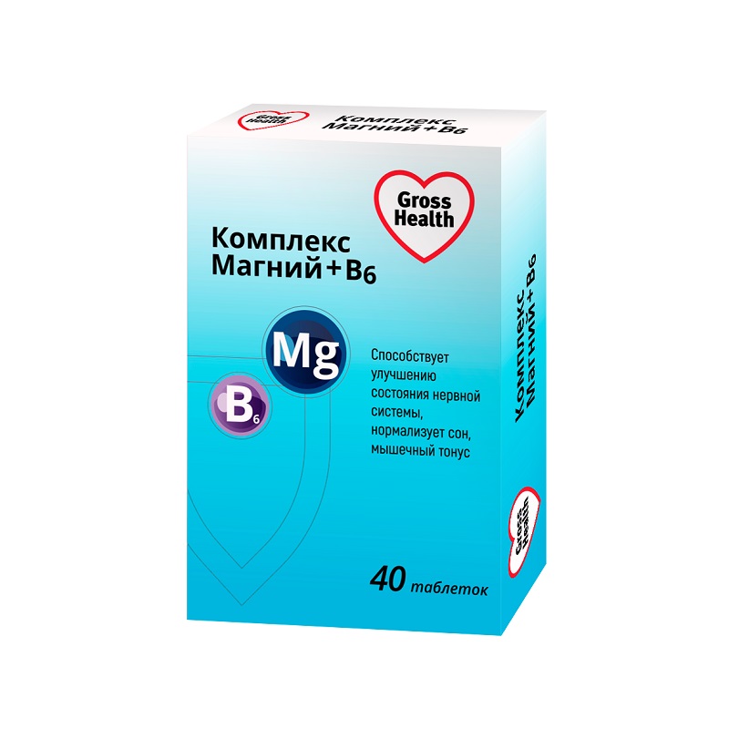 Изображение товара Gross Health Комплекс Магний+витамин B6 таблетки 40 шт