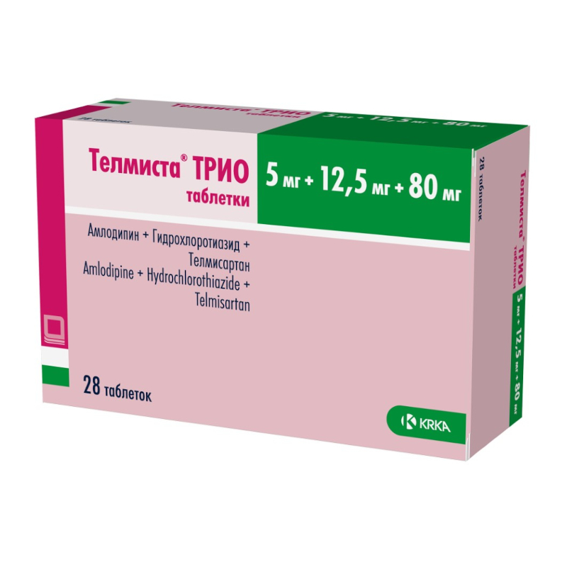 Изображение товара Телмиста Трио 5 мг+12,5 мг+80 мг таблетки 28 шт