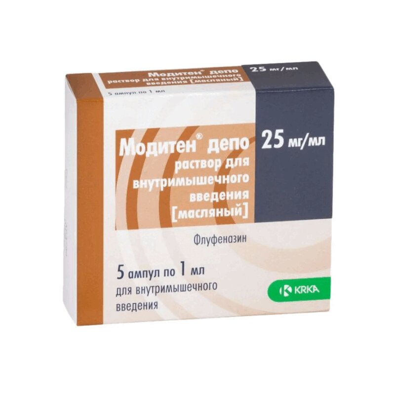 Изображение товара Модитен Депо 25 мг/мл раствор масляный для инъекций 5 шт