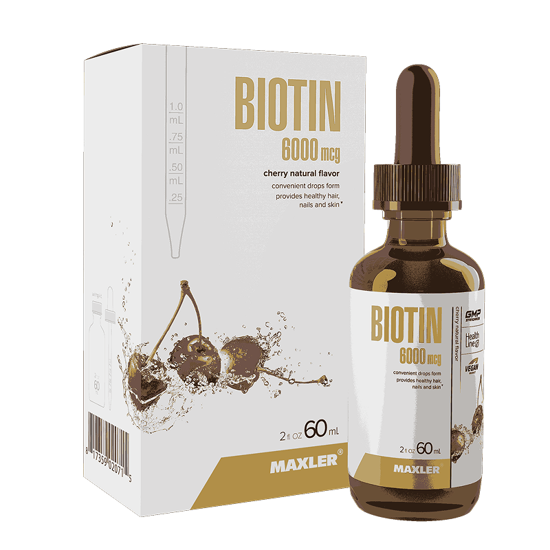 Изображение товара Макслер Биотин капли 6000 мкг для поддержки волос и кожи 60 мл