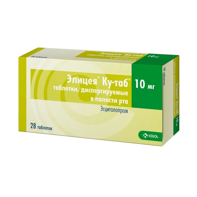 Изображение товара Элицея Ку-таб 10 мг диспергируемые таблетки для лечения депрессии и тревожных расстройств