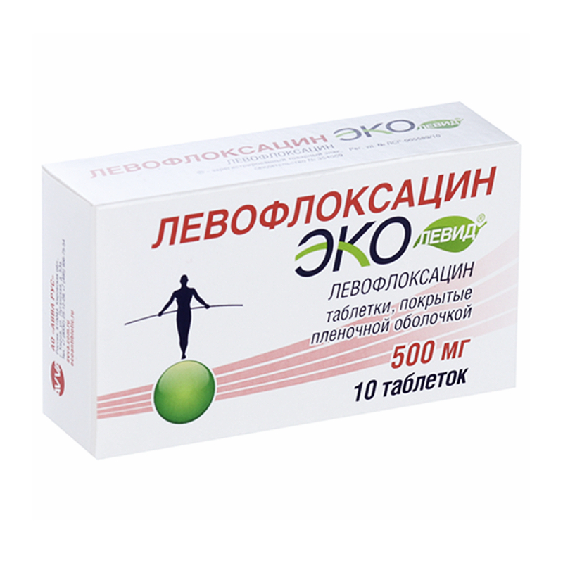 Изображение товара Левофлоксацин Эколевид таблетки 500 мг, 10 шт - эффективное средство при бактериальных инфекциях