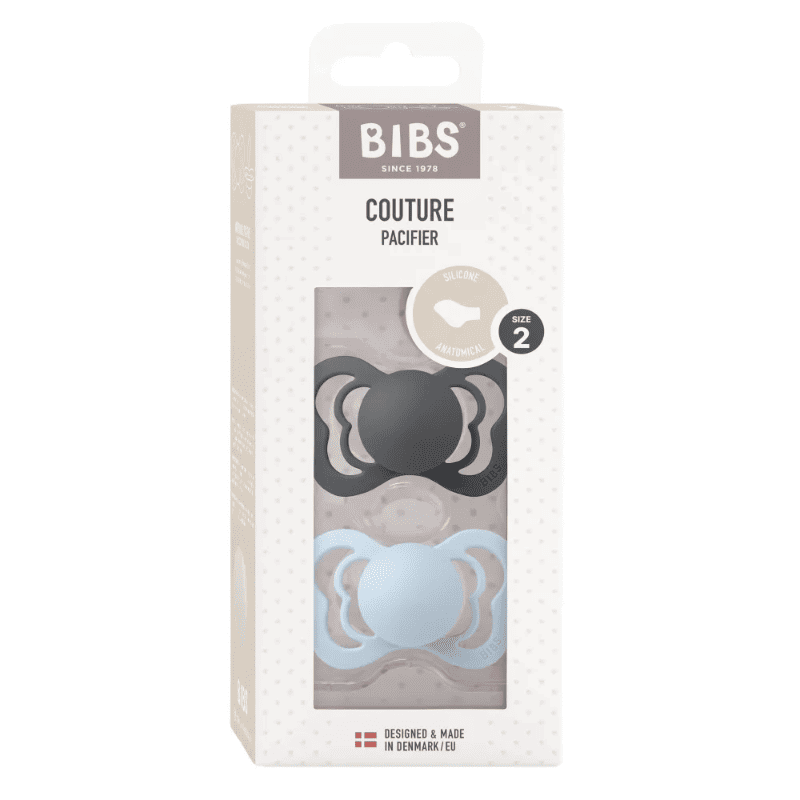 

Bibs Couture Пустышка силиконовая с 6 месяцев Iron-Baby Blue 2 шт