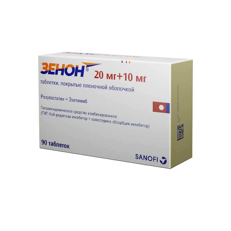 Изображение товара Зенон 20 мг + 10 мг таблетки для снижения холестерина 90 шт Франция