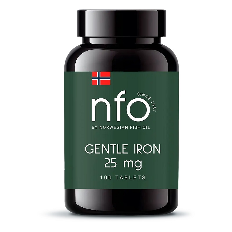 Изображение товара Новые таблетки NFO Gentle Iron с феррохелатом железа 100 шт для повышения уровня железа