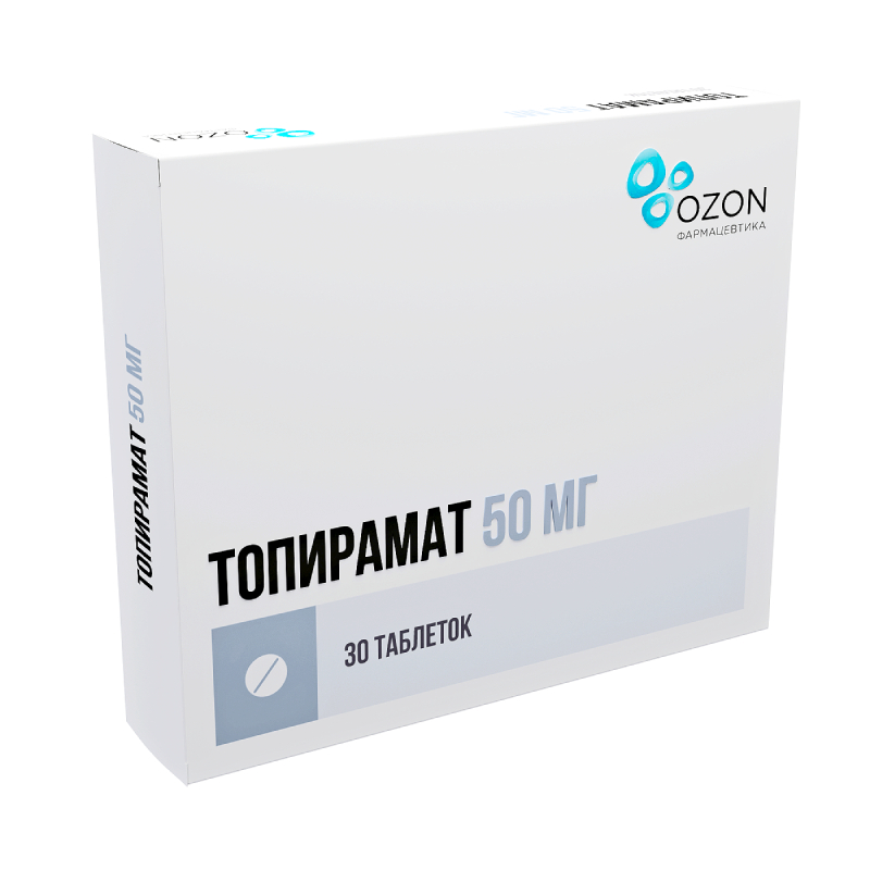Изображение товара Топирамат 50 мг таблетки 30 шт для лечения эпилепсии и мигрени