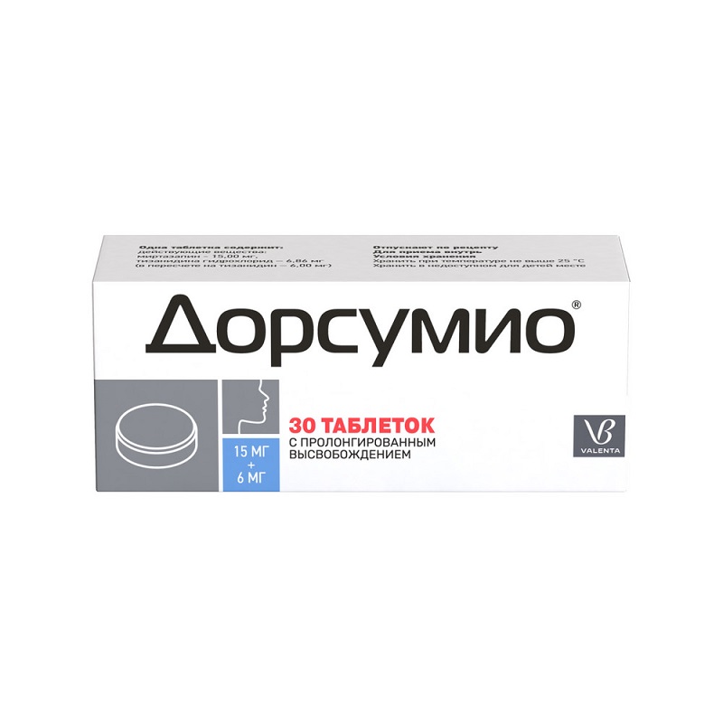 Изображение товара Дорсумио 15 мг+6 мг таблетки с пролонгированным высвобождением 30 шт