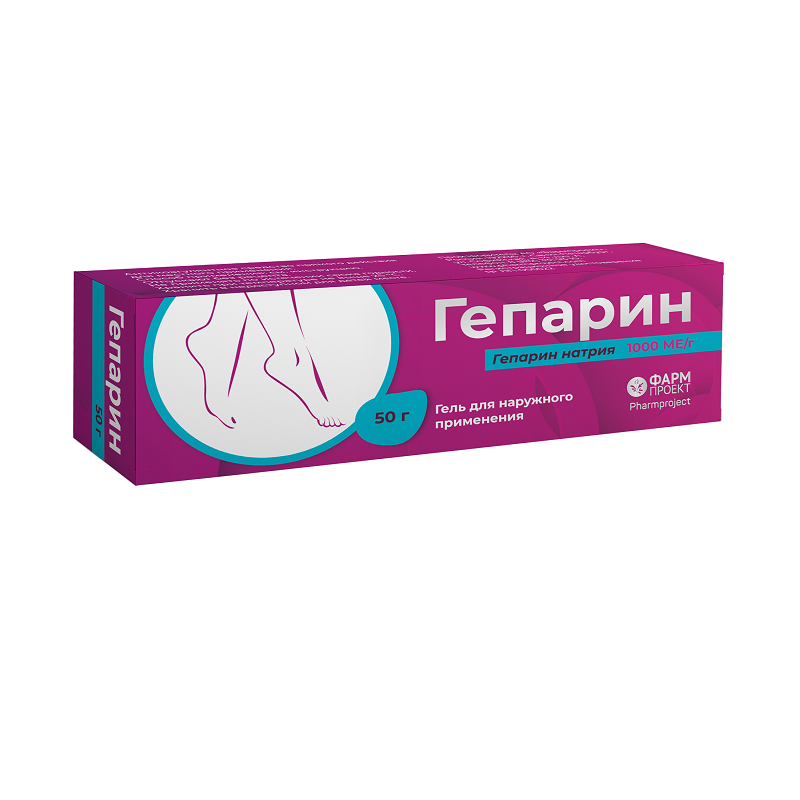 Изображение товара Гепарин 1000 МЕ/г гель для наружного применения 50 г - противовоспалительный и антикоагулянт