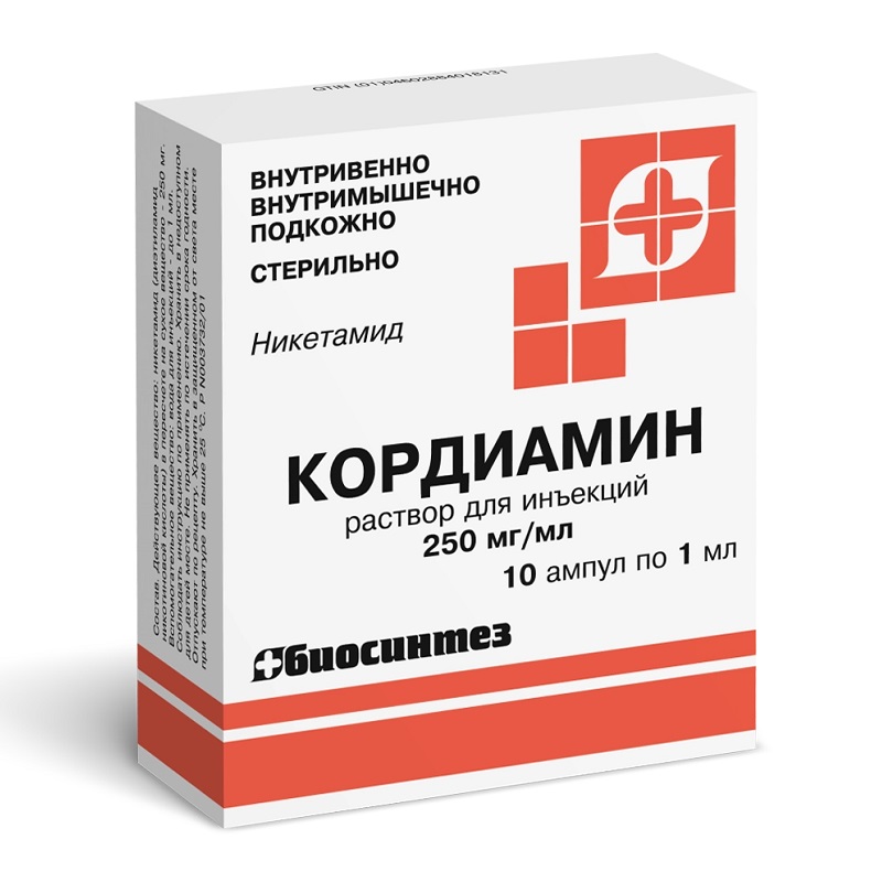 Изображение товара Кордиамин 250 мг/мл раствор для инъекций 1 мл 10 шт