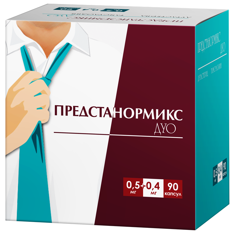 Изображение товара Предстанормикс Дуо 0,5 мг+0,4 мг капсулы с модифицированным высвобождением 90 шт