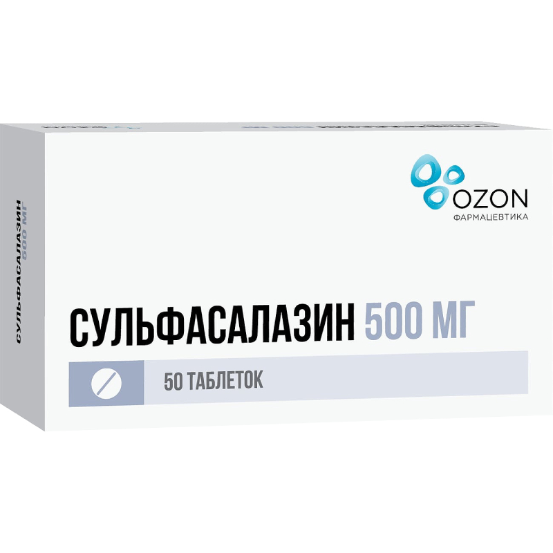 Изображение товара Сульфасалазин 500 мг таблетки для лечения язвенного колита и артрита