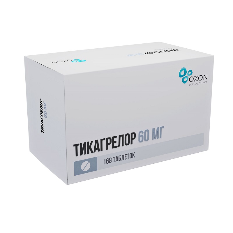 Изображение товара Тикагрелор 60 мг таблетки 168 шт - антигрегантное средство