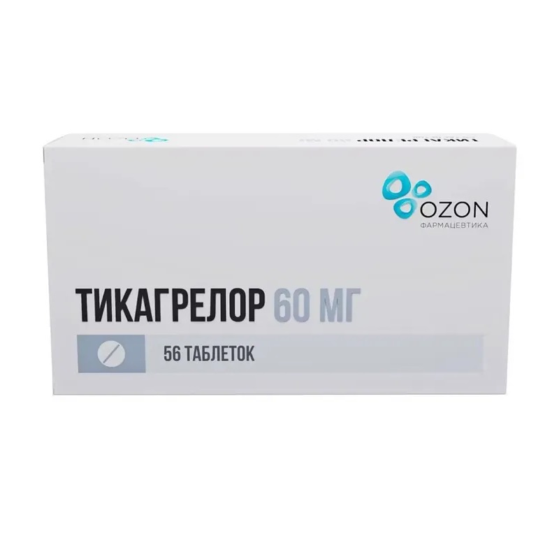 Изображение товара Тикагрелор 60 мг таблетки для профилактики тромбозов 56 шт