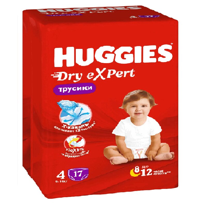 Изображение товара Huggies Драй Эксперт Подгузники-трусики размер 4 17 штук