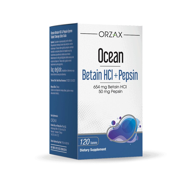 Изображение товара Ocean Betain HCl + Pepsin таблетки 120 шт для улучшения пищеварения