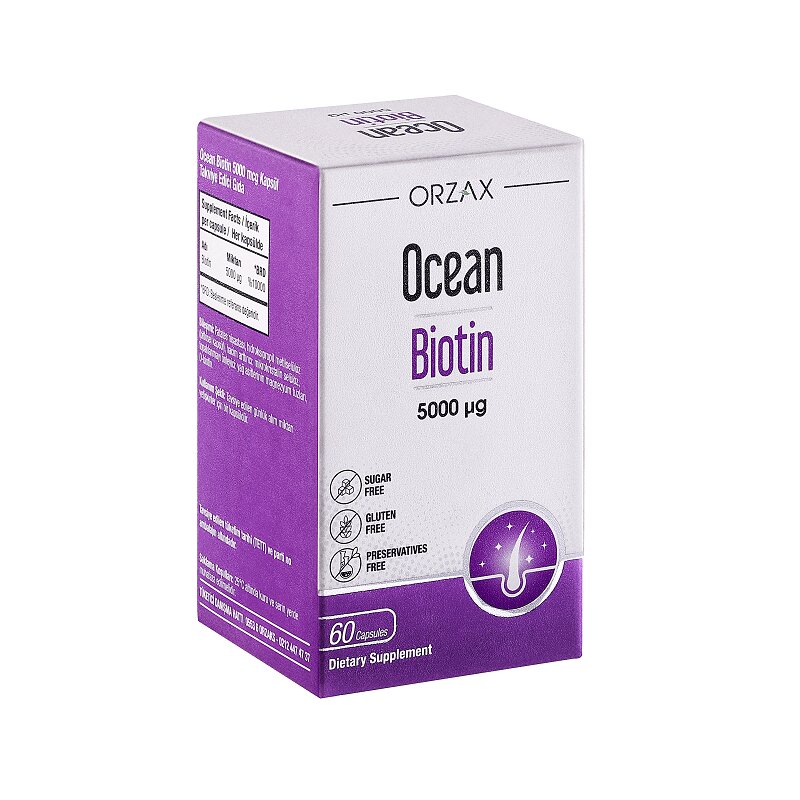 Изображение товара Биотин Ocean Biotin 5000 мкг капсулы для здоровья кожи и волос 60 шт
