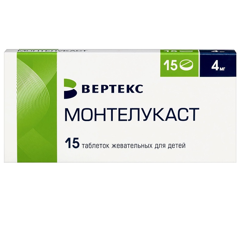 Изображение товара Жевательные таблетки Монтелукаст 4 мг ВЕРТЕКС для детей