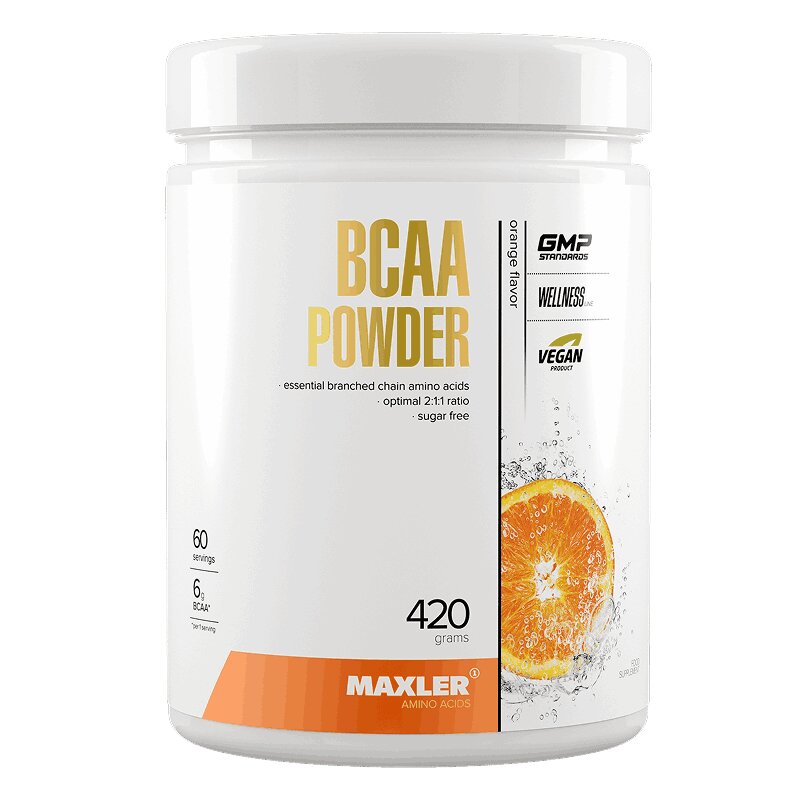 Изображение товара Maxler 100% Golden BCAA порошок Апельсин 420 г для восстановления мышц и похудения