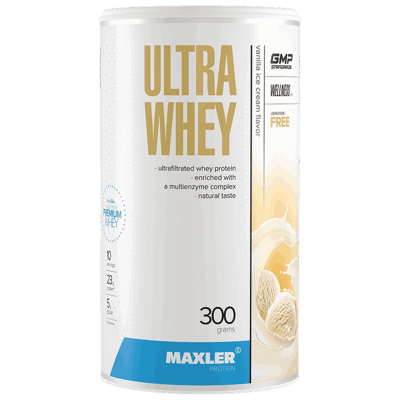 Изображение товара Maxler Ultra Whey Ванильное мороженое 300 г сывороточный протеин для набора мышечной массы