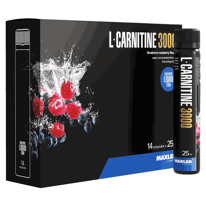 Изображение товара Maxler L-Carnitine 3000 Малина-Черника 14 шт жидкая добавка для снижения веса и повышения выносливо
