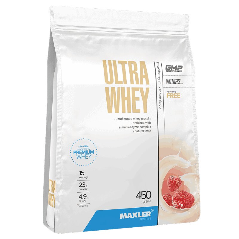 Изображение товара Maxler Ultra Whey протеиновая сыворотка 450 г клубничный коктейль
