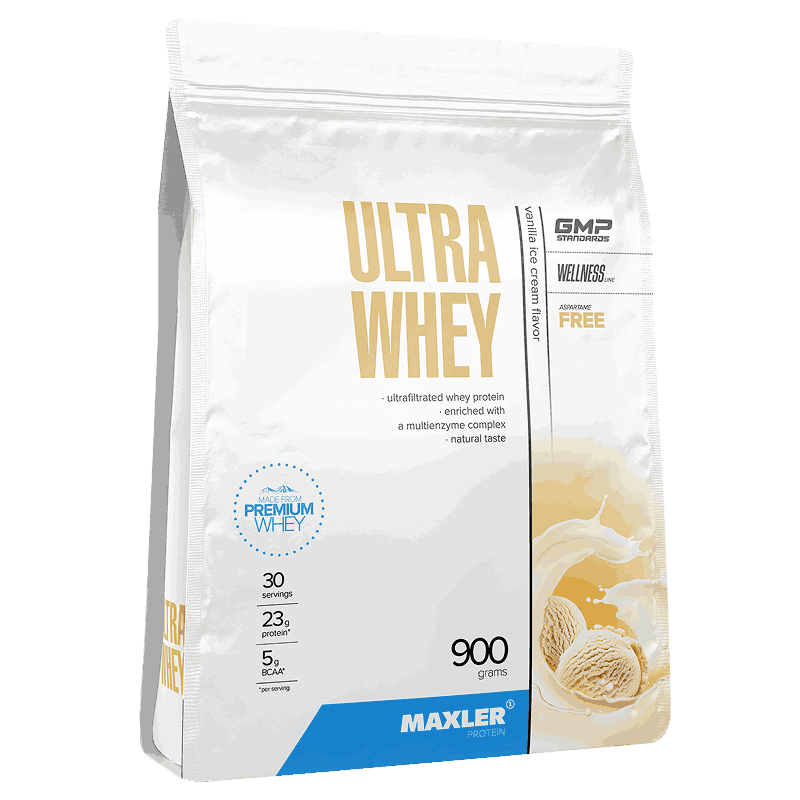 Изображение товара Ultra Whey Порционная смесь сывороточного протеина Ванильное мороженое 900 г для мышечного роста