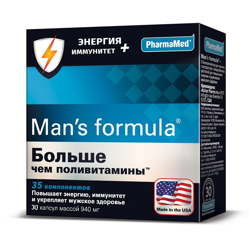 Изображение товара Man's Formula Больше чем поливитамины Энергия и Иммунитет капсулы 30 шт для мужчин