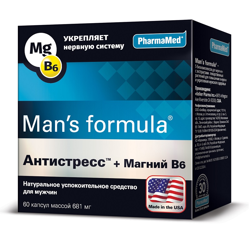 Изображение товара Man's formula Антистресс Магний В6 капсулы 60 шт для поддержки нервной системы