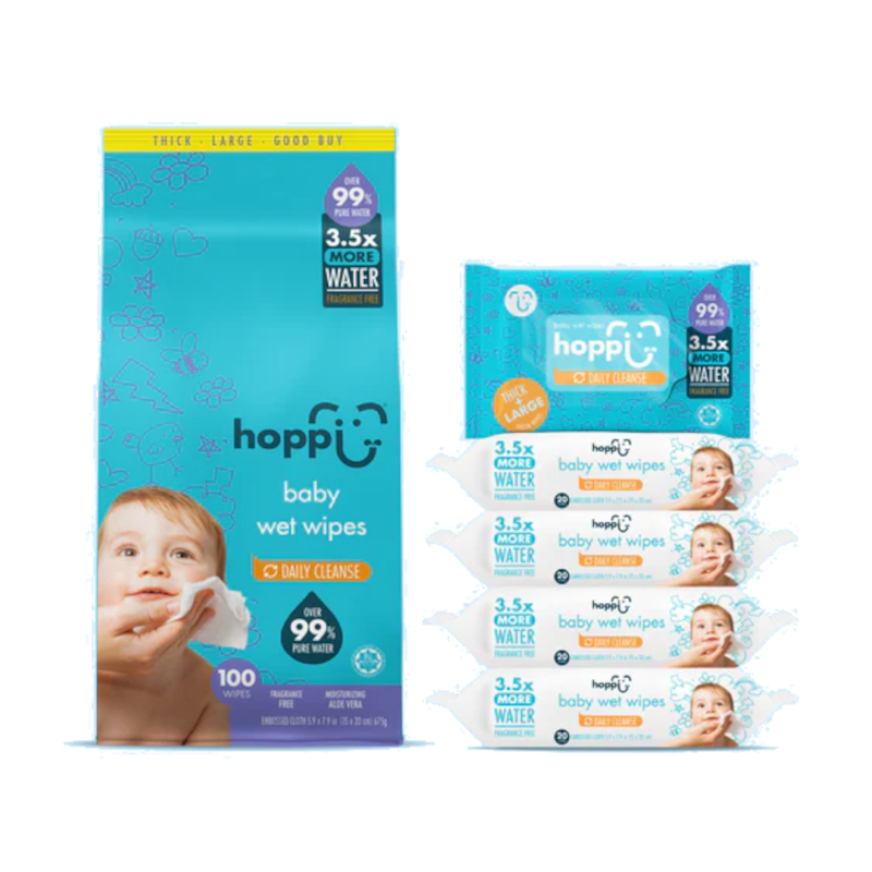 Изображение товара Детские влажные салфетки Hoppi 100 шт гипоаллергенные без запаха