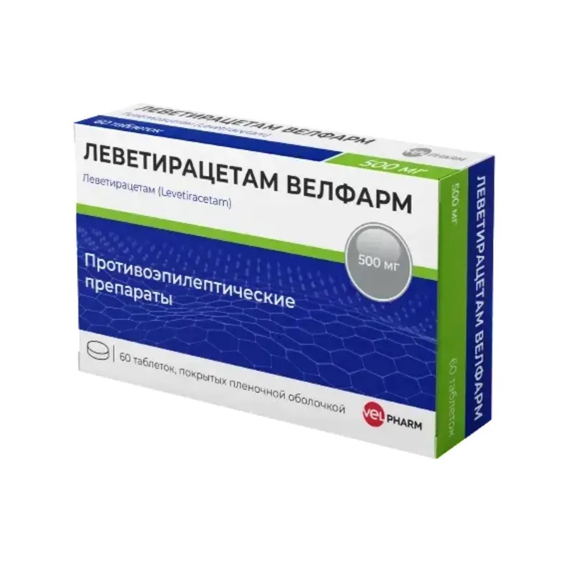 Изображение товара Леветирацетам Велфарм 500 мг таблетки 60 шт - противоэпилептическое средство