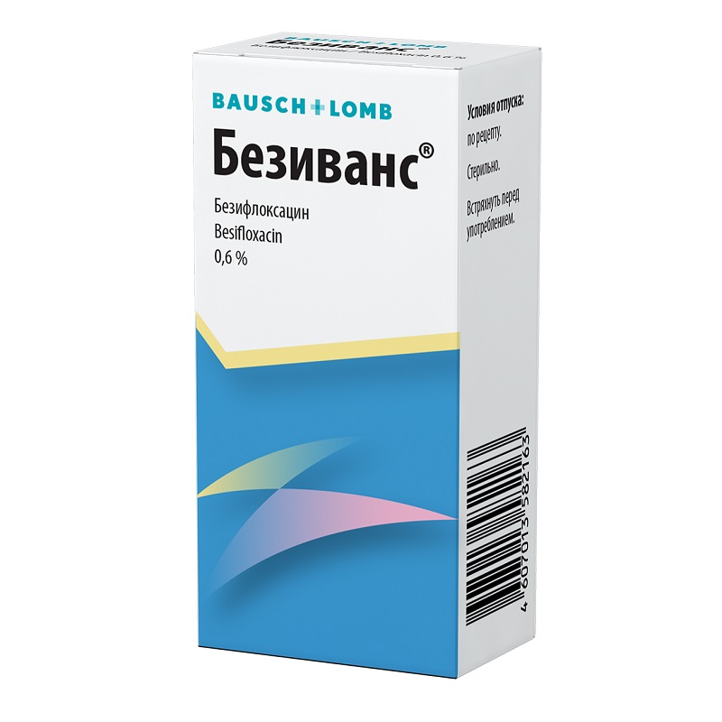 Изображение товара Безиванс капли глазные 0.6% 5 мл для лечения бактериального конъюнктивита