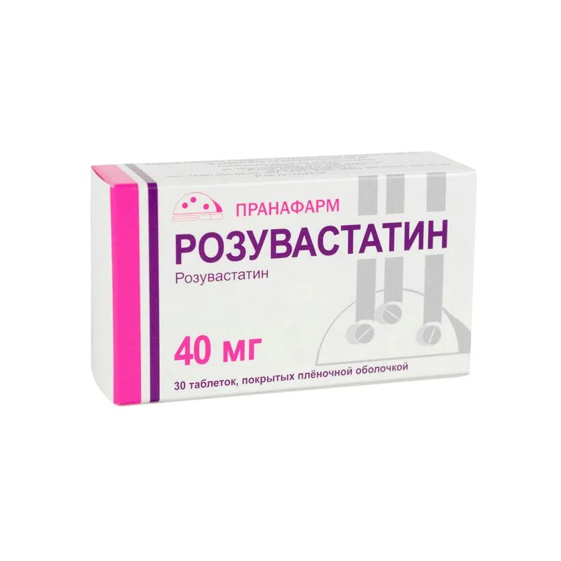 Изображение товара Розувастатин 40 мг таблетки 30 шт для снижения холестерина и профилактики сердечно-сосудистых забол